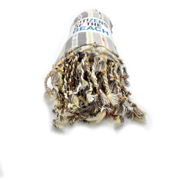 4 Beige Bohemian Towels - 100% Turkish Cotton Beach Bath Towel - Picture 4 of 5